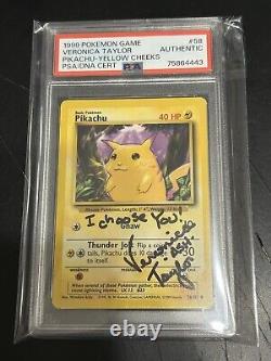 Carte signée PSA/DNA Auto de Veronica Taylor Ash Pikachu 58/102 Pokemon 1999