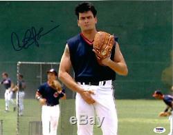 Charlie Sheen Autographié 11x14 Major League Vaughn Grab Photo Dédicacée Psa / Dna