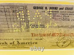 Chèque autographié authentifié PSA/DNA de 1942 George Burns/Gracie Allen