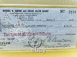 Chèque autographié authentifié PSA/DNA de 1942 George Burns/Gracie Allen