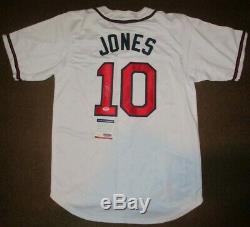 Chipper Jones Atlanta Braves Auto Autographié Signé Jersey Baseball Psa / Adn Coa