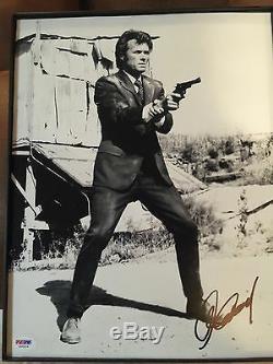 Clint Eastwood Dirty Harry Signé 11 X14 Photo Psa / Adn Coa Lettre Pleine Dégagement