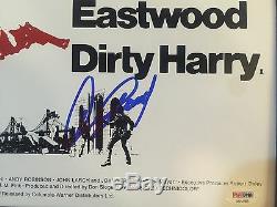 Clint Eastwood Dirty Harry Signé 12x18 Photo Psa / Adn Loa Complet Jeu Lettre