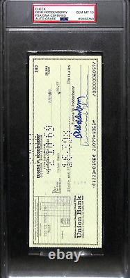 Créateur et écrivain de Star Trek Gene Roddenberry Chèque signé autographié PSA/DNA