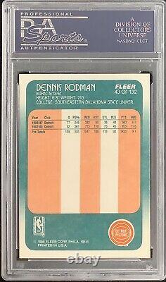 Dennis Rodman Signé 1988 Fleer Rookie Card #43 Pistons Autograph Hof Psa/adn