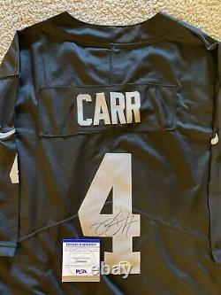 Derek Carr Autographié/signé Las Vegas Raiders NFL Jersey Psa/dna Authentifié