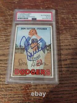 Don Sutton Autographié 1967 Topps Signé Carte De Baseball #445 Dodgers Psa/adn