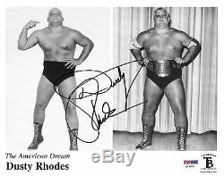 Dusty Rhodes Signé Wwe Photo 8x10 Psa / Dna Coa Nwa Lutte Image Autograph