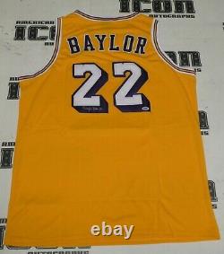Elgin Baylor Signé Los Angeles Lakers Basketball Jersey Psa/adn Coa Autographe