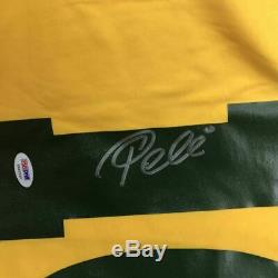 Encadré Autographié / Signé Pele 33x42 Brésil Yellow Soccer Jersey Psa / Adn Coa # 2