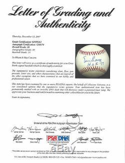 Ernie Banks Autographed Mlb Baseball Cubs Hof 77 Graded 10 Psa / Dna # G60174