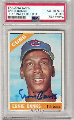Ernie Banks Psa Dna Signé 1966 Topps Card Chicago Cubs Autographe