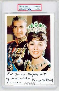 Farah Pahlavi a signé une photo autographiée de l'impératrice d'Iran Shah Reza Pahlavi avec un certificat PSA DNA