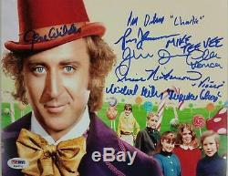 Gene Wilder + Willy Wonka Cast Enfants X6 Signé 8x10 Photo Psa / Adn Coa Loa