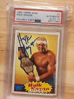 HULK HOGAN 1985 Topps WWF #1 RC Rookie Autograph Signed PSA/DNA 10 Auto<br/>

 	 HULK HOGAN 1985 Topps WWF #1 RC Recrue Autographe Signé PSA/DNA 10 Auto