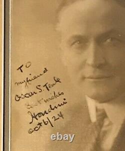 Harry Houdini Signé Rare 1924 Photo Vintage 8x10. Psa / Adn Lettre Pleine Coa