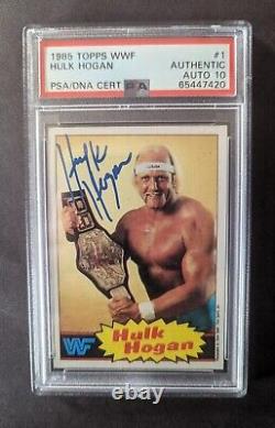 Hulk Hogan A Signé 1985 Topps Wwf Wrestling #1 Rc Rookie Psa/adn Cert 10 Auto