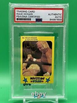 Hulk Hogan Carte Autographiée Psa/adn Luttant Contre Les Étoiles Wwe