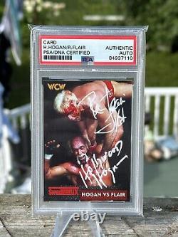 Hulk Hogan et Ric Flair, carte de collection dédicacée de l'ensemble 1999, authentifiée par PSA/DNA.