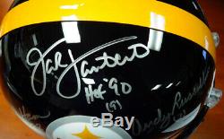 Jack Lambert, Ham & Russell Autographié Pleine Taille Casque Steelers Psa / Adn 89876