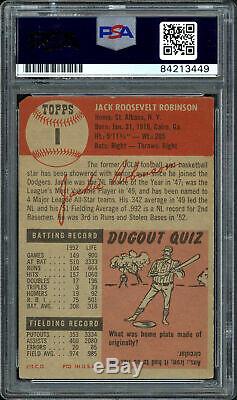 Jackie Robinson Autographié Signé 1953 Topps Carte 1 Dodgers Psa / Dna # 84213449