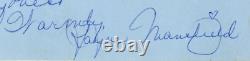 Jayne Mansfield Rare Signé Autographié Lettre Manuscrite Psa Adn Encased