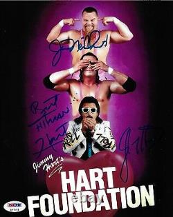 Jim Neidhart Bret & Jimmy Hart Foundation A Signé 8x10 Photo Psa/adn Coa Wwe Auto