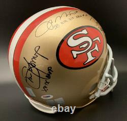 Joe Montana Steve Young Jerry Rice Signé 49ers F/s Helmet Psa/dna Autographié
