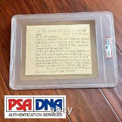 John Adams Psa/adn Slab Document Autographe Manuscrit Signé