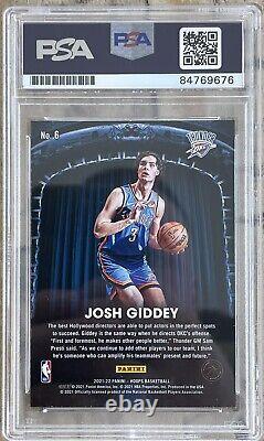 Josh Giddey a signé la carte de basket-ball RC autographiée n°6 Psa/Dna sous la protection d'OKC Thunder.