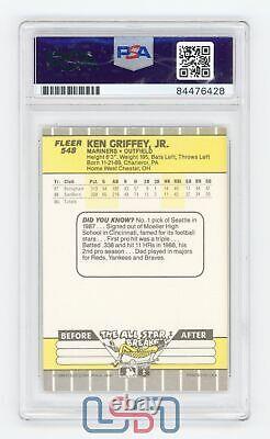 Ken Griffey Jr. Mariners Signé Autographié 1989 Fleer #548 Psa/adn 10