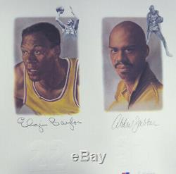 Lakers Legends Autographié Lithograph 5 Sigs Chamberlain Jabbar Psa / Adn 111013