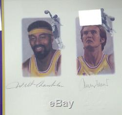 Lakers Legends Lithographie Encadrée Autographiée 5 Sigs Chamberlain Psa / Dna 113533