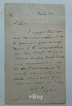 Le Président John Tyler Handwritten Et Signé Lettre 20 À M. Cheever Juillet Psa / Adn