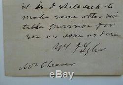 Le Président John Tyler Handwritten Et Signé Lettre 20 À M. Cheever Juillet Psa / Adn