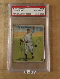 Lefty Gomez Autographié Signé 1933 Goudey Rookie Card Yankees Psa / Dna 25613406