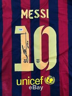 Lionel Messi Autographié Signé Jersey Nike Psa / Fc Barcelone Adn Legit