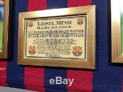 Lionel Messi Prime Encadrée Autographié / Signé Barcelone Jersey Psa / Adn Coa