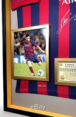 Lionel Messi Prime Encadrée Autographié / Signé Barcelone Jersey Psa / Adn Coa