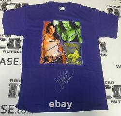 Lita Signé Original 2001 Wwf Shirt Psa / Dna Coa Wwe Pro Wrestling Diva Autograph
