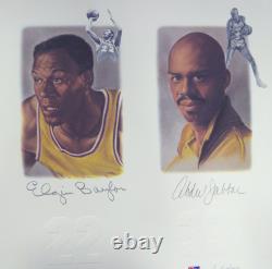 Lithographie Dédicacée Lakers Legends 5 Sigs Chamberlain Jabbar Psa/dna 111013