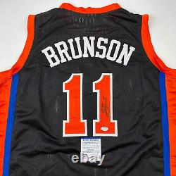Maillot de basket-ball noir de Jalen Brunson de New York, autographié, avec certification PSA/DNA COA
