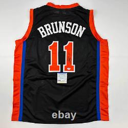 Maillot de basket-ball noir de Jalen Brunson de New York, autographié, avec certification PSA/DNA COA