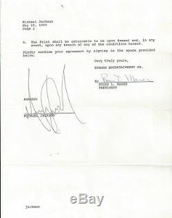 Michael Jackson Signé Contrat Psa / Dna Authentique Authentique Autographiée Rare