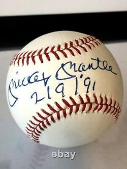 Mickey Mantle Signé Baseball Auto Autograph Nl Ball Menthe Blanche Avec Cube Psa / Adn