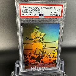 Muhammad Ali 1991-92 Kayo Heavyweight Gold Hologram Autographe PSA 7 ADN 10 Auto
