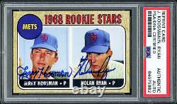 Nolan Ryan & Jerry Koosman Autographié 1968 Topps Réimpression Rc Mets Psa/dna 208715