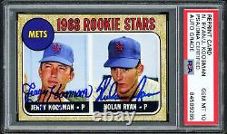 Nolan Ryan & Koosman Signé 1968 Topps Reprint Rookie Card Gem 10 Auto Psa/dna