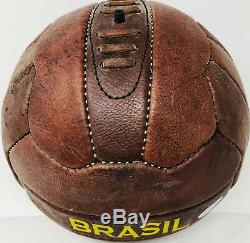 Pelé Signé En Cuir Vintage Ballon De Football Brasil Auto Brésil Psa Adn Pti