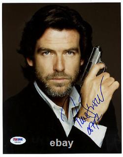 Pierce Brosnan Autographié 007 8x10 James Bond Gun Pose Photo Psa Adn Coa
